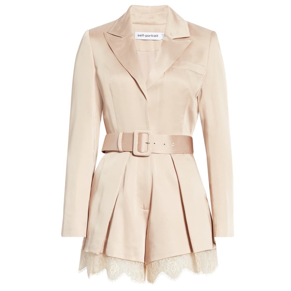 Self Portrait Lace Trim Blazer Romper